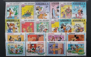 Walt Disney postimerkkejä ** 20 kpl. Iso N5 levy