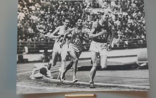 valokuva Emil Zatopek juoksee, Helsinki Olympia 1952