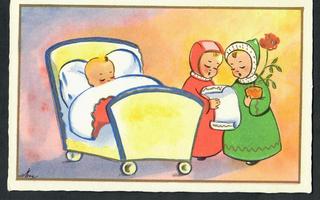 Lapsi - Nukkuva lapsi - Kortti 1940-50-luvulta