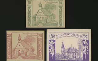 Itävalta Notgeld 10, 20, 50 Heller, Niederneukirchen 1920