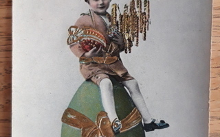 Vanha kortti v, 1924, poika ja pääsiäismuna