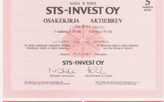 1989 STS-Invest Oy spec, Helsinki pörssi osakekirja