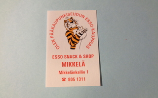 TT-etiketti Esso Snack & Shop Mikkelä