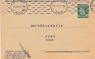 1937, Livförsäkringsaktiebolaget Verdandi, Åbo kirje Sund, P