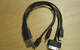 USB laturi iPhone, Micro USB ja Nokia pienipäinen.
