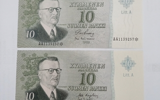 Suomi: 2 * 10 mk, v. 1963: Litt. A ja Tähti