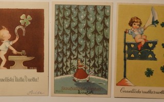 3 kpl Pienikokoisia postikortteja 1930-luvulta