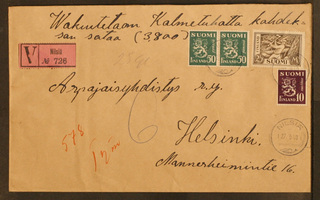 # 18996 # V-Nilsiä 2pl kirje Helsinki - 1948