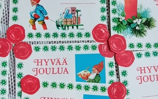 Jouluaiheisia, nostalgisia pakettikortteja 5 pss/ 50 kpl