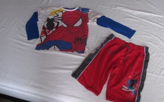n.128cm Spider-man/hämähäkkimies paita+shortsit