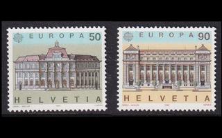 Sveitsi 1415-6 ** Europa postirakennuksia (1990)