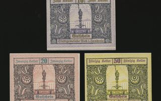 Itävalta Notgeld 10, 20, 50 Heller, Ried 1920