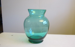 Kukkamaljakko, vihreää lasia, kork. 16 cm