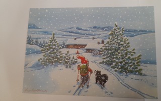 Pitkäranta: Tonttu ja koira lumisateessa