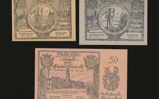 Itävalta Notgeld 10, 20, 50 Heller, Neumarkt 1920