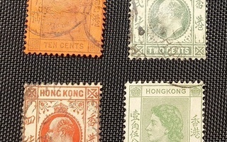 Hong Kong 4 vanhaa postimerkkiä