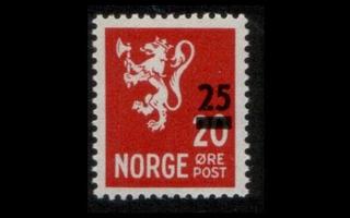 Norja 339 ** Leijonatyyppi III 25/20 öre (1949)