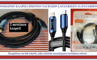 USB C - Lightning data/latauskaapeli digitaalinäyttö/2 metri