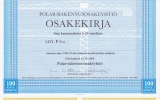 1988 Polar-Rakennus Oy spec Helsinki pörssi osakekirja