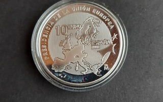 Espanja 2002, 10e, EU-puheenjohtajuus, 925-hopeaa 27g, Proof