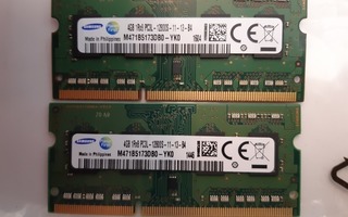2 kpl 4Gb DDR3L So-Dimm 1600Mhz PC3L-12800 yhteensä 8Gb
