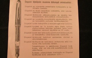 DIAPOINT täytekynä mainos 50-60-luvulta!(H552)