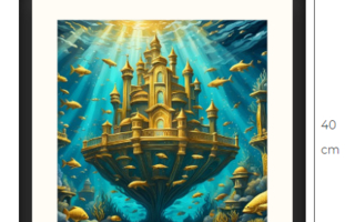 Uusi Atlantis taulu 40 cm x 40 cm kehyksineen