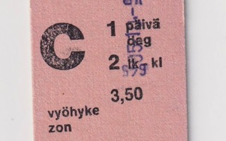 Kirkkonummi - junalippu (3,50 mk)