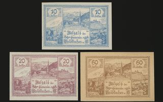 Itävalta Notgeld 10, 20, 60 Heller, Waldkirchen 1920