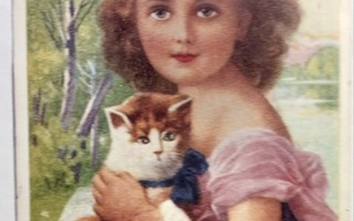 Tyttö ja kissa (Könni, sarja Kesälapsia), p. 1958