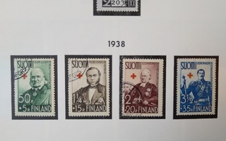 1938 Punainen Risti postimerkki 4 kpl