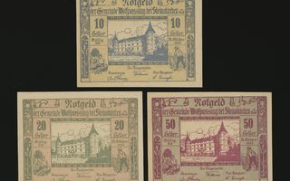 Itävalta Notgeld 10, 20, 50 Heller, Wolfpassing 1920