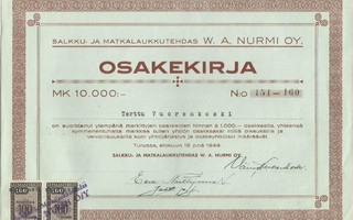 1949 Salkku- ja Matkalaukkutehdas W A Nurmi Oy, Turku