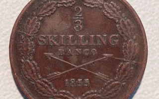 Ruotsi 2/3 skilling banco 1855