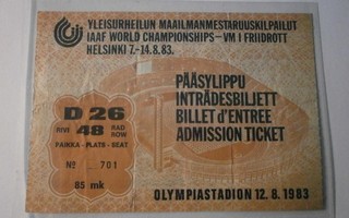 Helsinki, Yleisurheilun MM-kisat 1983 pääsylippu 12.8.1983