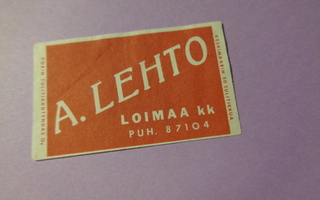 TT-etiketti A. Lehto, Loimaa kk