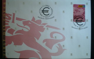 FDC Suomen leijona 5,00 € 1.1.2002 - LaPe 1603