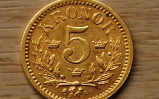 Ruotsi 5 Kronor 1901 Kultaraha