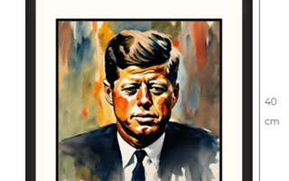 Uusi John F. Kennedy JFK taulu 40 cm x 40 cm kehyksineen