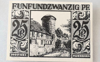Korvikeseteli 25 pfennig. 1921 PADERBORN, Saksa