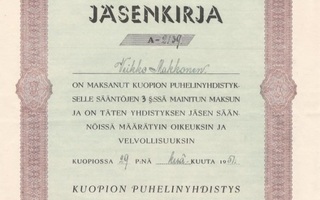 1951 Kuopion Puhelinyhdistys, Kuopio jäsenkirja