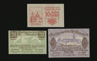 Itävalta Notgeld 10, 20, 50 Heller, Wiener Neustadt