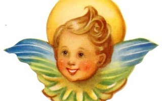 ENKELI / Hymyilevä enkelipoika hiukset pörröllään. 1950-l.