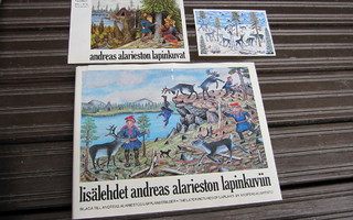 Lisälehdet Andreas Alarieston Lapinkuviin + kortti ja esite