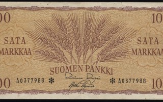 100 markkaa 1957 A * kl 4-5