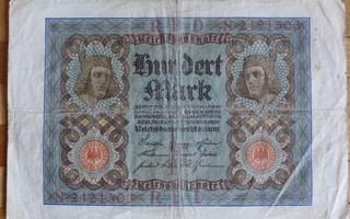 Raha seteli vanha Saksa  v. 1920 100 markkaa