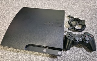 PS3 slim konsoli + Dualshock 3 -ohjain
