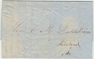 1853 kuriirikirje Alexandriasta (Egypti) Turkuun (sisältö)