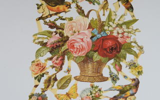 kiiltokuva arkki  ef 7157 lintu ruusu kukka perhonen kori