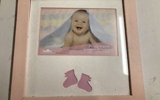 Vaaleanpunainen kehys vauva 21 x 21 cm